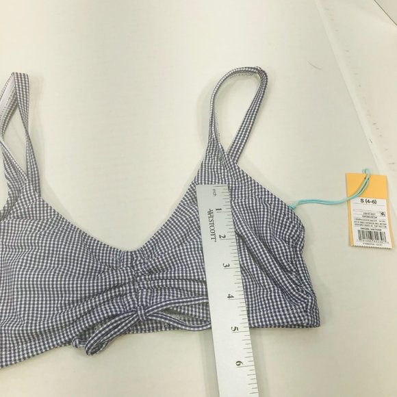 Kona Sol Women's Size Small 4-6 Gingham Cinch Front Bikini Swim Top MISSING PADS - Picture 10 of 11